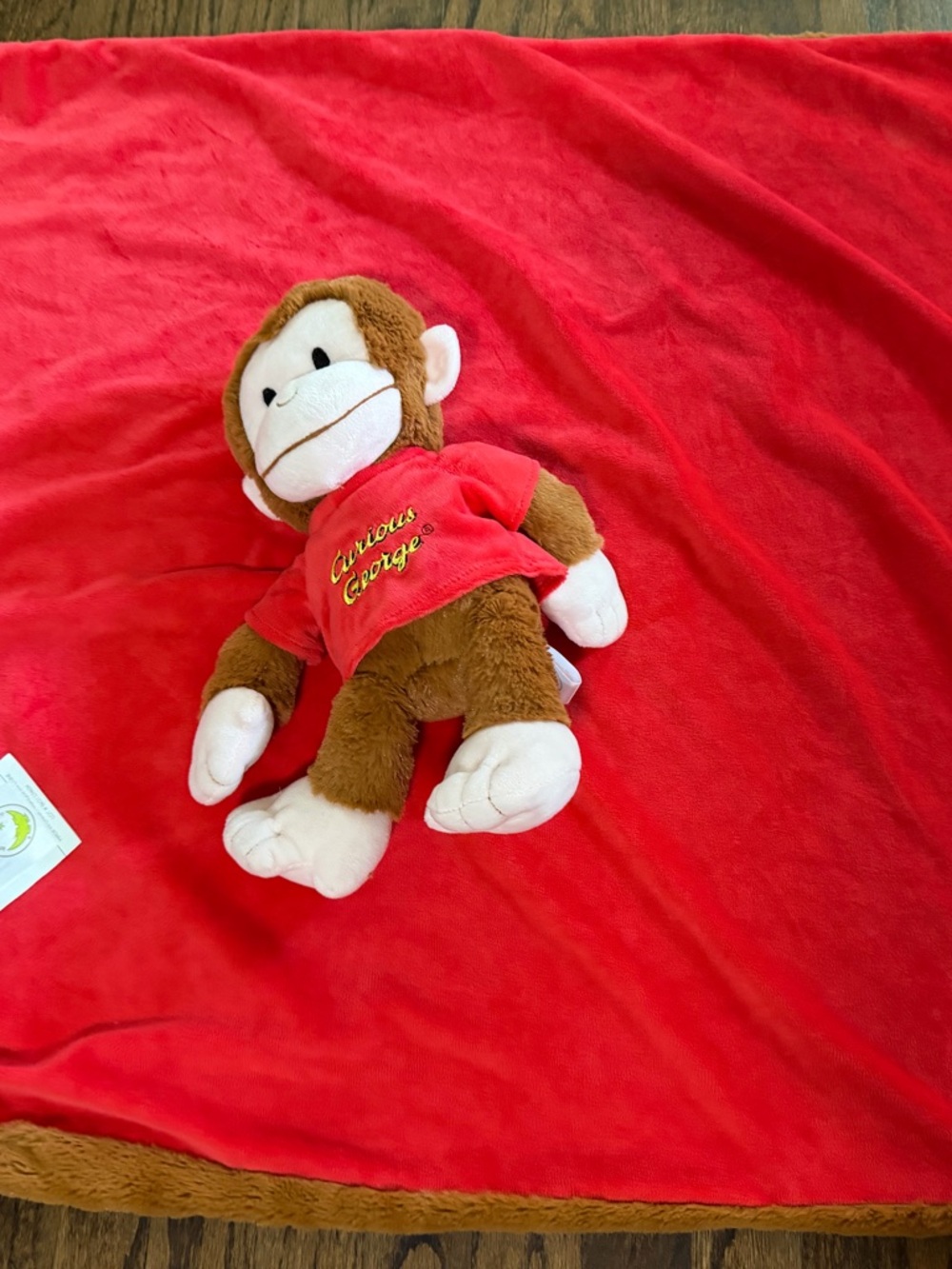 Curious George Plush Monkey with Red Shirt and small blanket - Picture 3 of 11